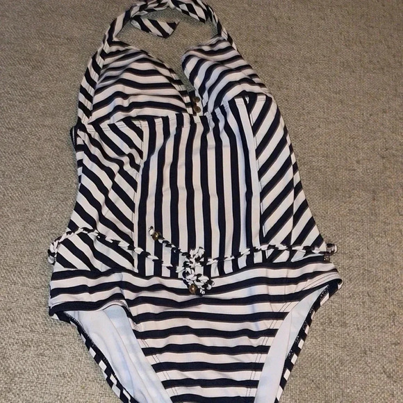 Tommy Hilfiger Naval style one piece halter swimsuit - size medium.   G - Picture 1 of 6